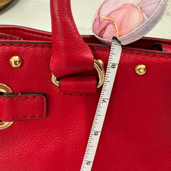 Michael Kors Red Leather Hamilton Medium East West Tote Shoulder Bag - Picture 9 of 13